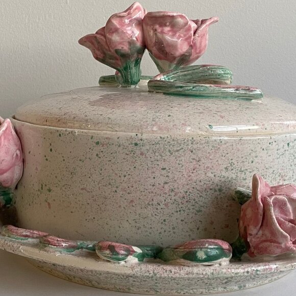 Signed Wendy Walgate Ceramic 3d Rose Bowl 1980s - Picture 5 of 9